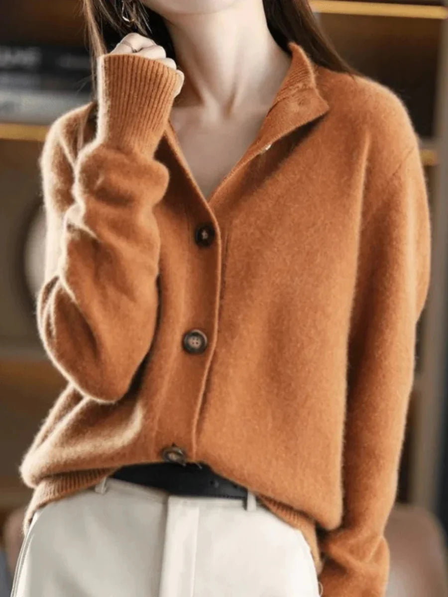 Danielle | Women's Stand Collar Relaxed Button Down Cardigan