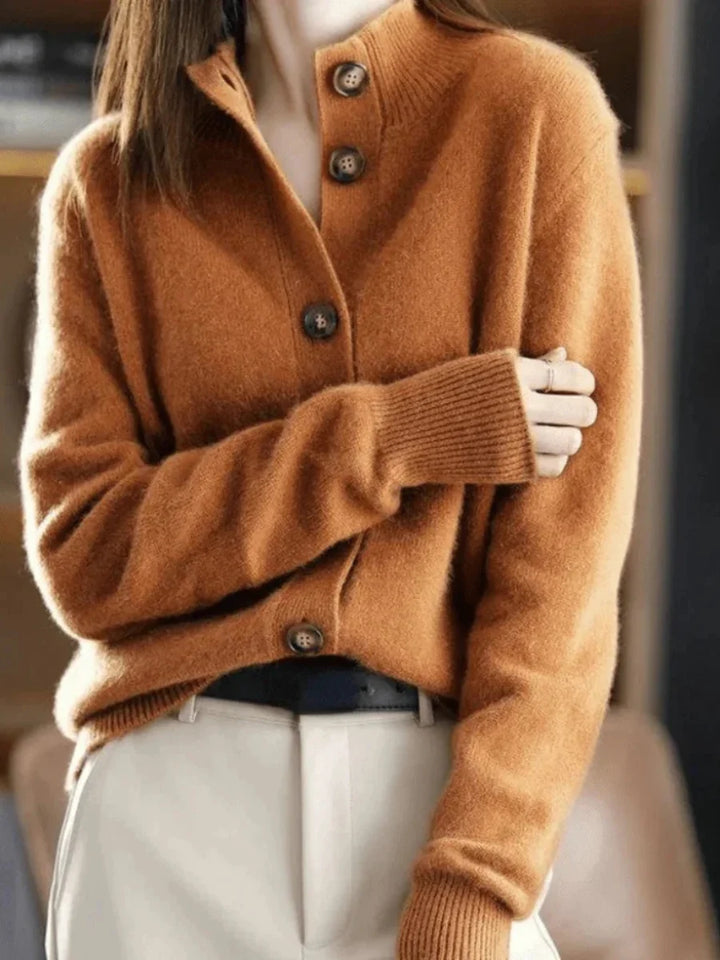Danielle | Women's Stand Collar Relaxed Button Down Cardigan