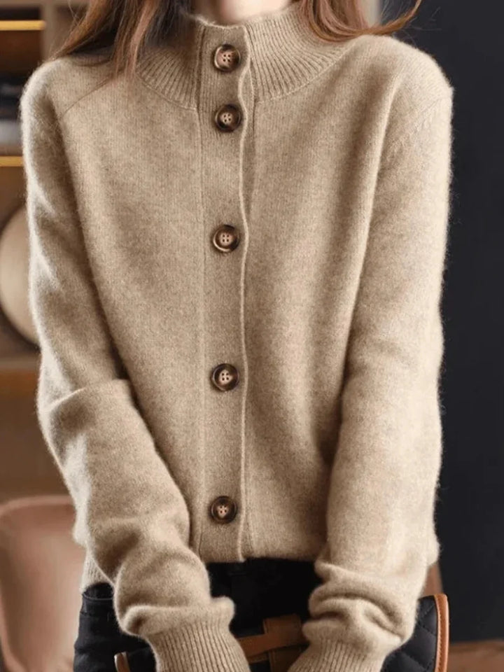 Danielle | Women's Stand Collar Relaxed Button Down Cardigan