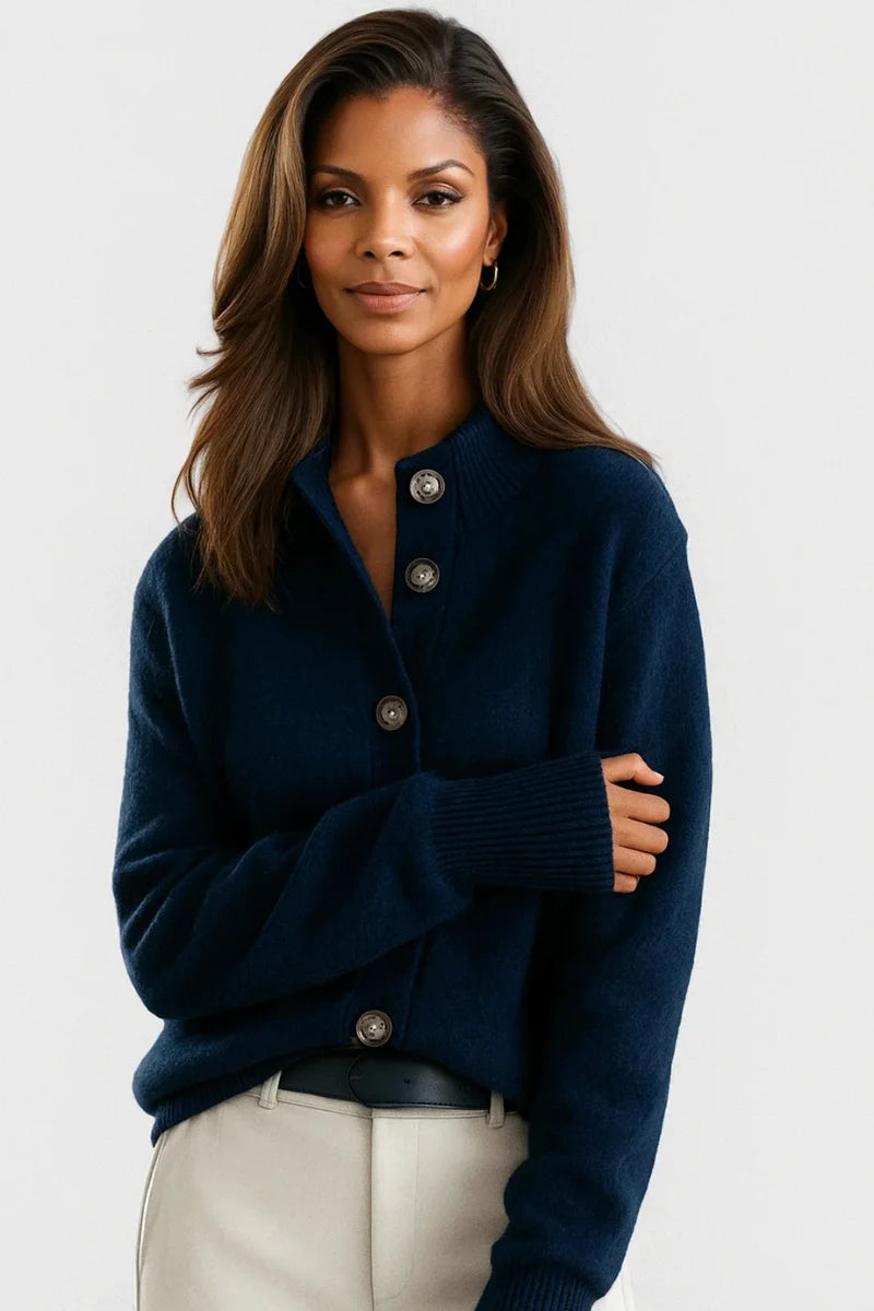 Danielle | Women's Stand Collar Relaxed Button Down Cardigan