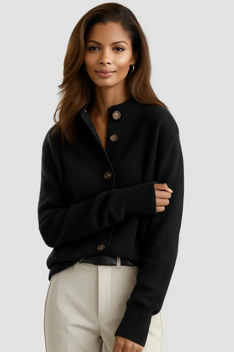 Danielle | Women's Stand Collar Relaxed Button Down Cardigan