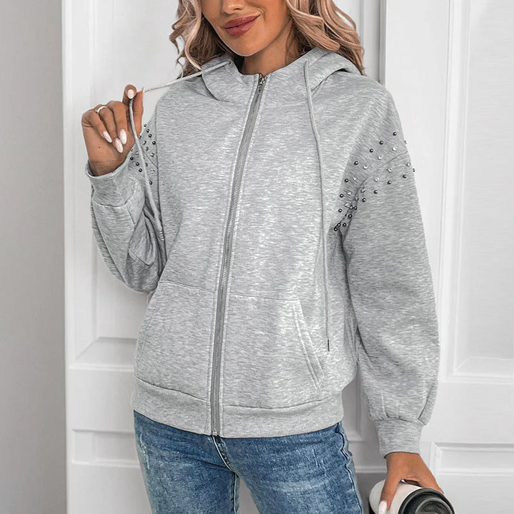 Dee | Women's Studded Zip-Up Hoodie