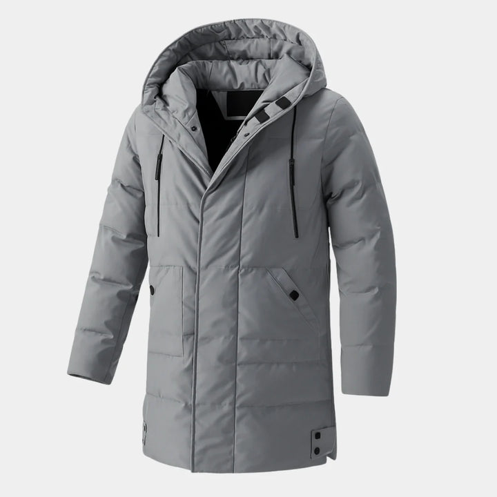 Derek | Men's Quilted Chest Zip Pocket Long Parka