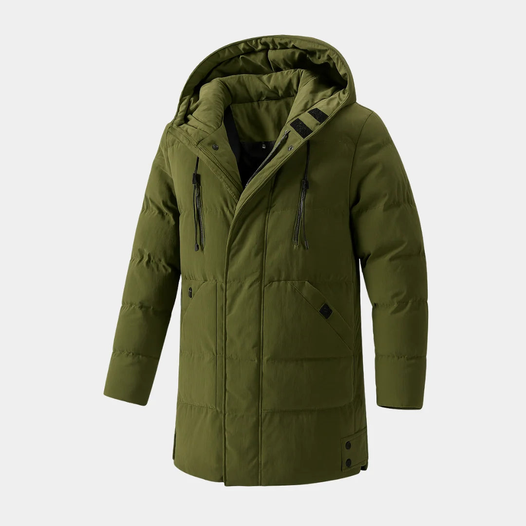 Derek | Men's Quilted Chest Zip Pocket Long Parka