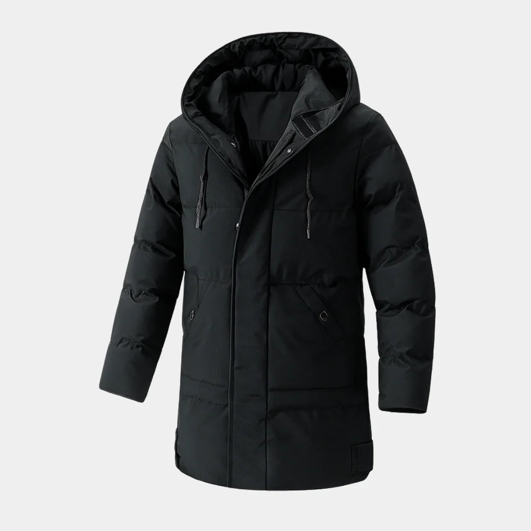 Derek | Men's Quilted Chest Zip Pocket Long Parka