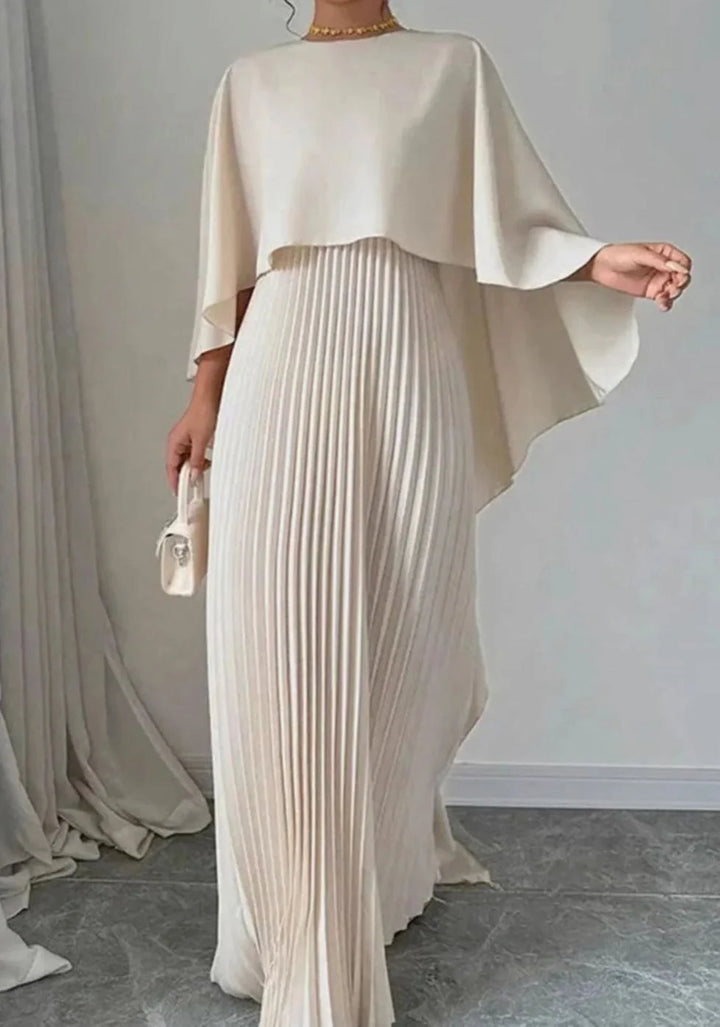 Diane | Women's Elegant Pleated Cape Maxi Dress