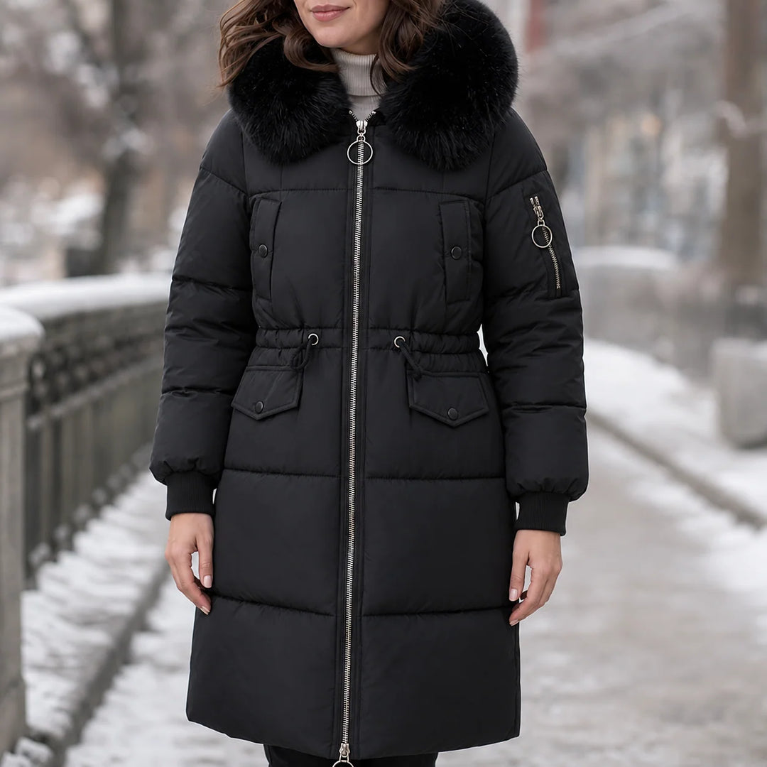 Doris | Women's Mid Length Zip Up Winter Puffer Coat