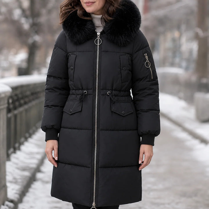 Doris | Women's Mid Length Zip Up Winter Puffer Coat