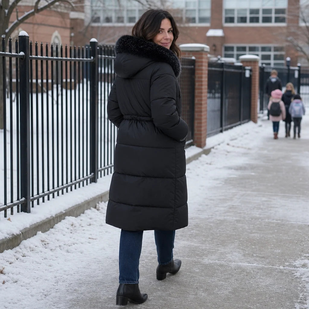 Doris | Women's Mid Length Zip Up Winter Puffer Coat