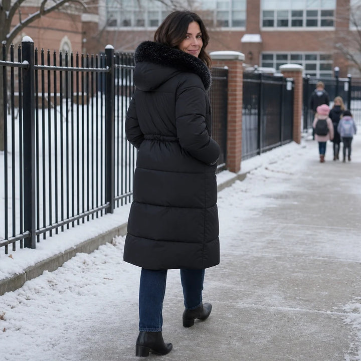 Doris | Women's Mid Length Zip Up Winter Puffer Coat