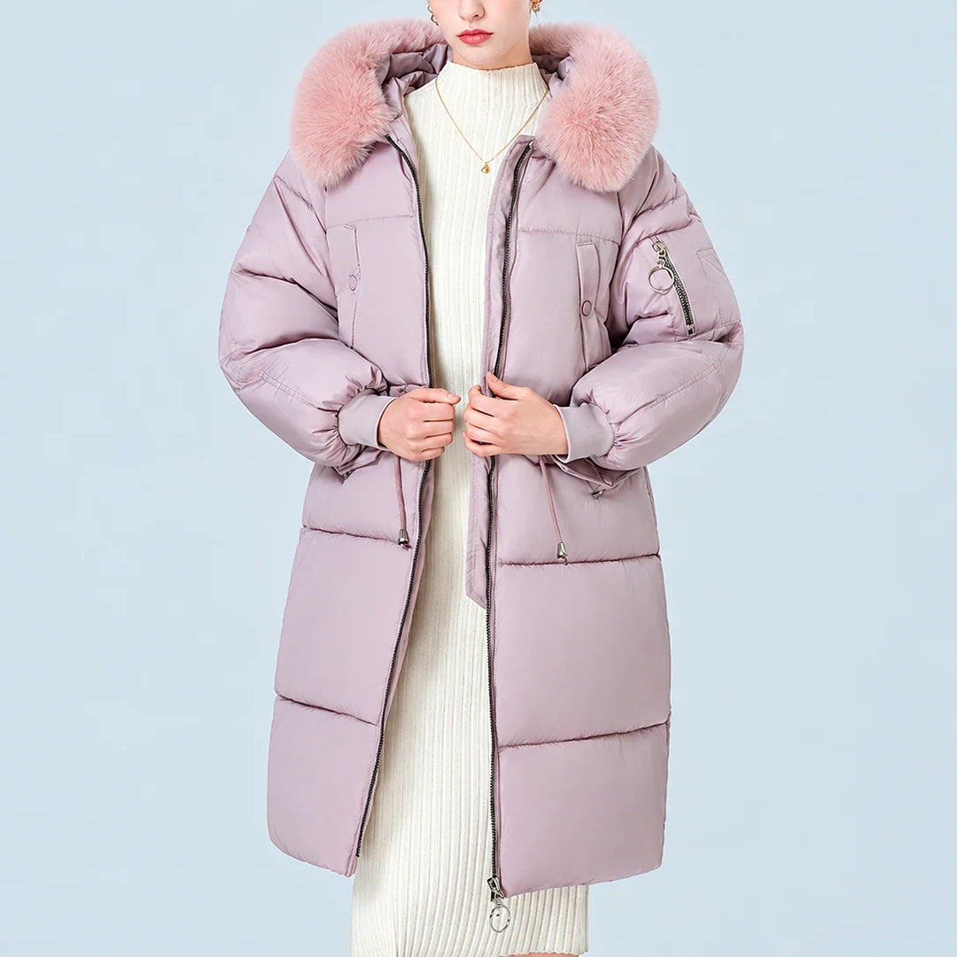 Doris | Women's Mid Length Zip Up Winter Puffer Coat