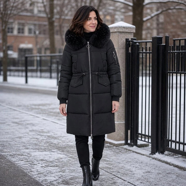 Doris | Women's Mid Length Zip Up Winter Puffer Coat