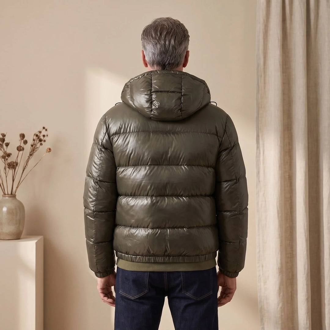 Duncan | Men's Hooded High Neck Shiny Puffer Jacket