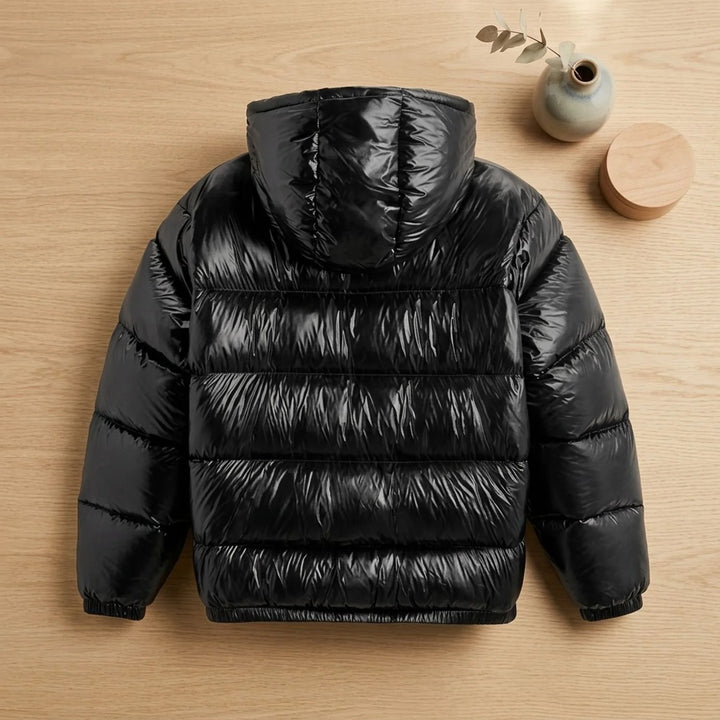 Duncan | Men's Hooded High Neck Shiny Puffer Jacket