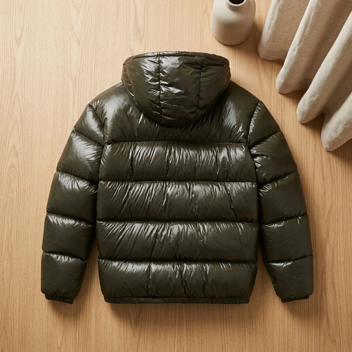 Duncan | Men's Hooded High Neck Shiny Puffer Jacket