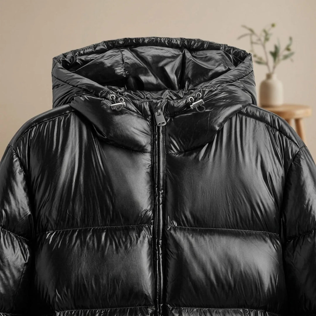Duncan | Men's Hooded High Neck Shiny Puffer Jacket