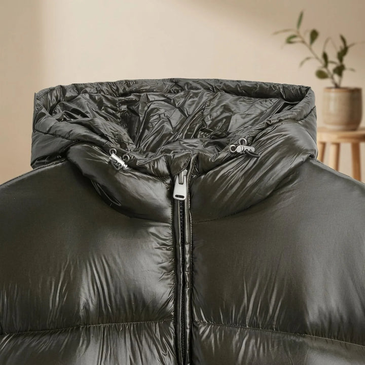 Duncan | Men's Hooded High Neck Shiny Puffer Jacket