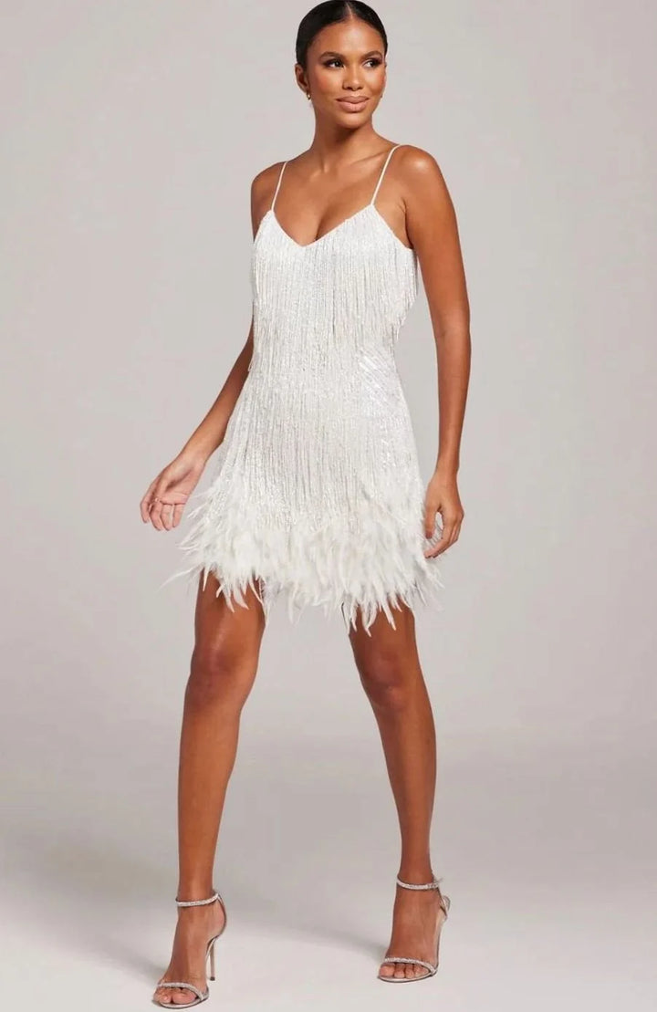 Eleanor | Women's Beaded Fringe Mini Dress