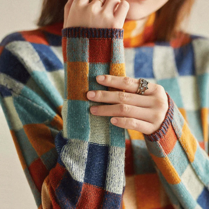Emmanuelle | Women's Patchwork Turtleneck Sweater