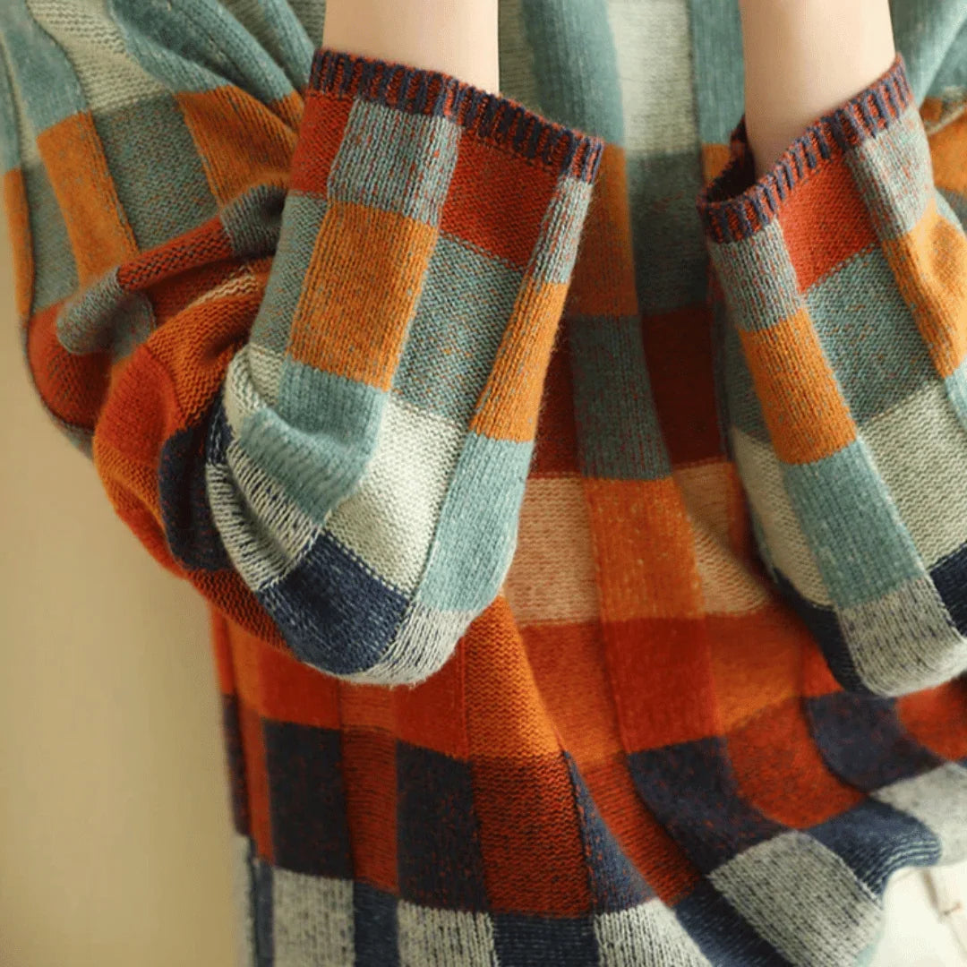 Emmanuelle | Women's Patchwork Turtleneck Sweater