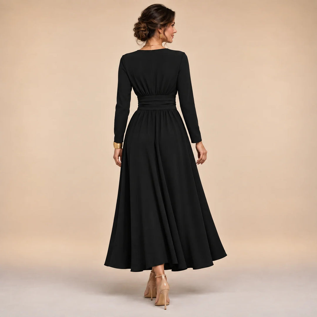 Erin | Women's Long Sleeve V Neck Midi Wrap Dress