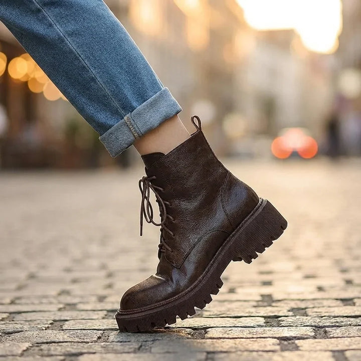 Esme | Women's Lace Up Lug Sole Chunky Boots