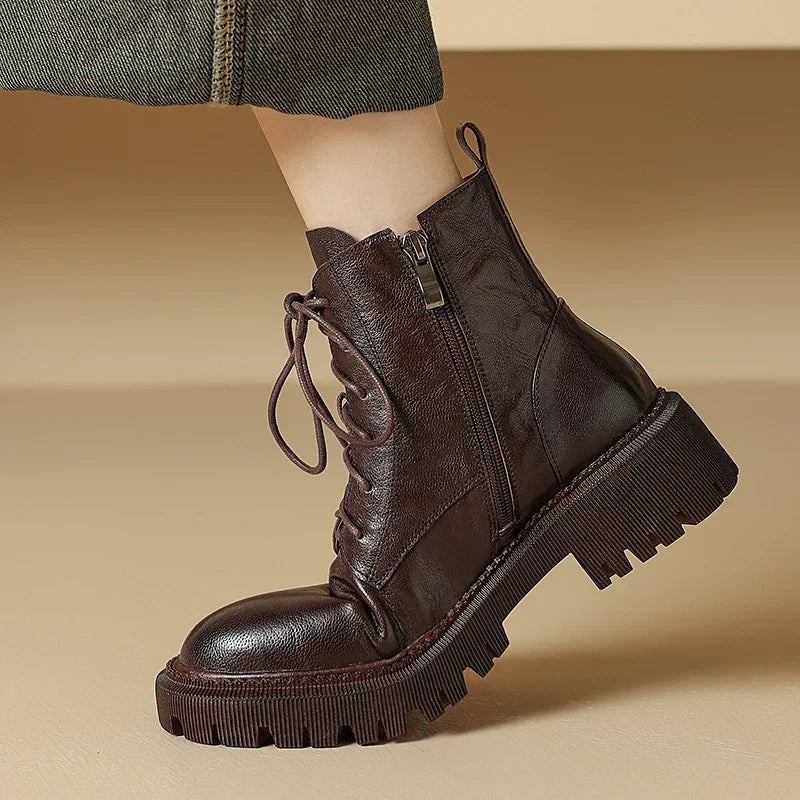 Esme | Women's Lace Up Lug Sole Chunky Boots