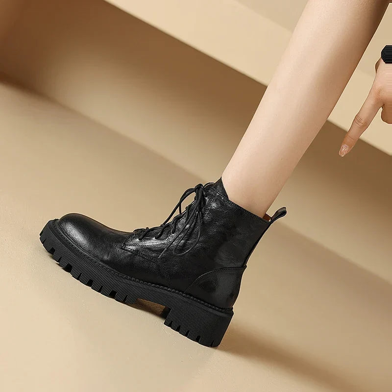 Esme | Women's Lace Up Lug Sole Chunky Boots