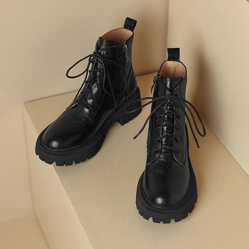 Esme | Women's Lace Up Lug Sole Chunky Boots
