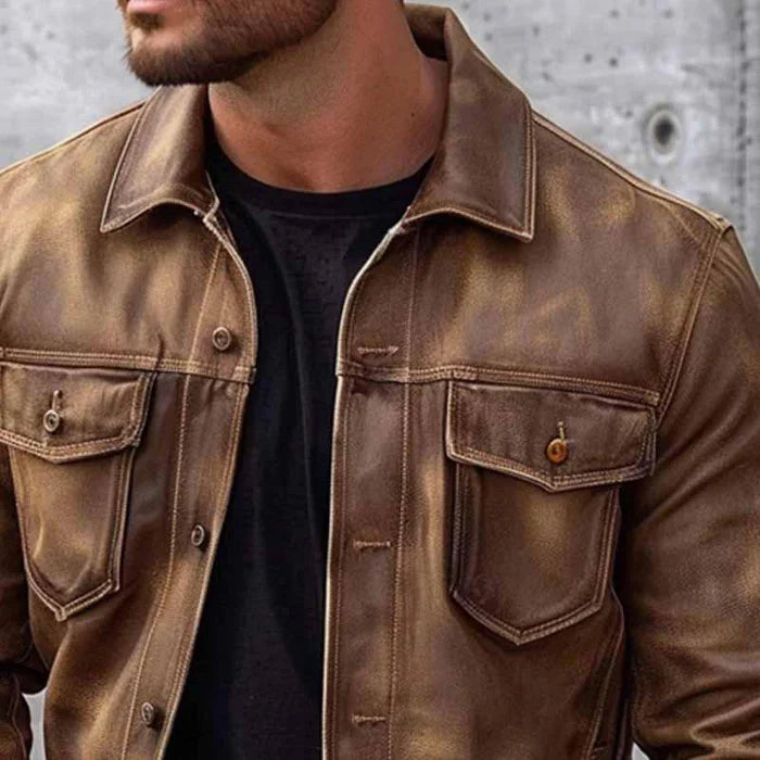 Ewan | Men's Vintage Flap Pocket Trucker Jacket