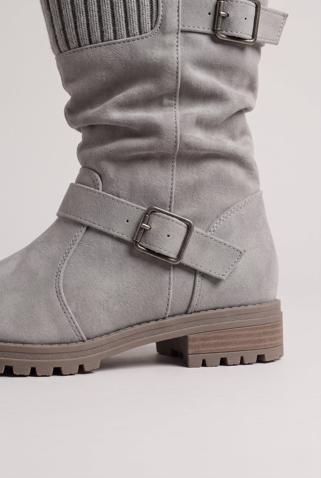 Florrie | Women's Buckle Strap Knit Cuff Slouch Boots