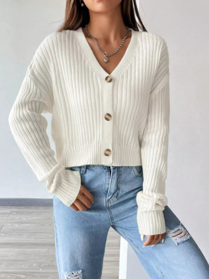 Francine | Women's Cropped Ribbed Cardigan