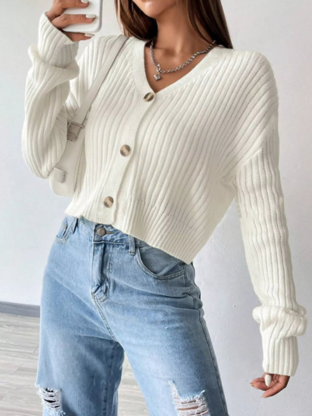 Francine | Women's Cropped Ribbed Cardigan
