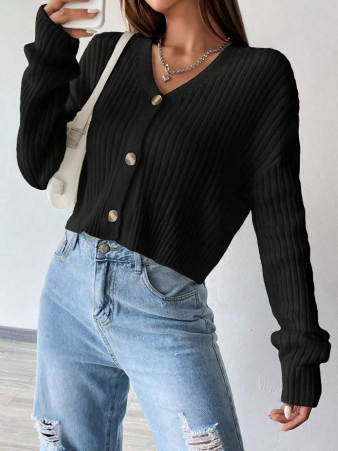 Francine | Women's Cropped Ribbed Cardigan