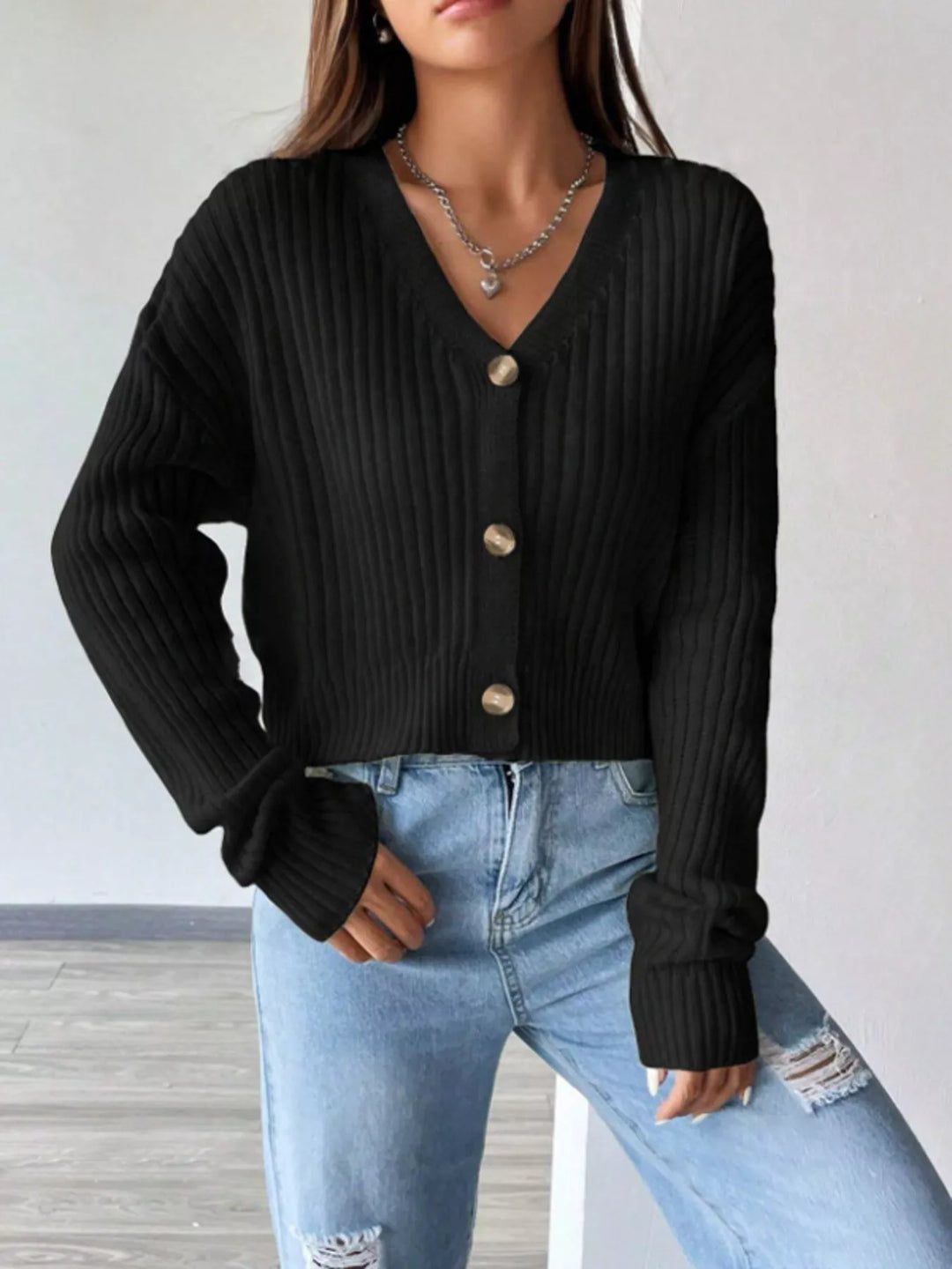 Francine | Women's Cropped Ribbed Cardigan