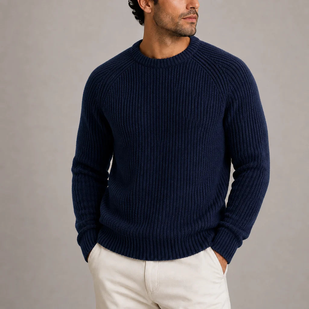 Gary | Men's Crew Neck Ribbed Fisherman Sweater