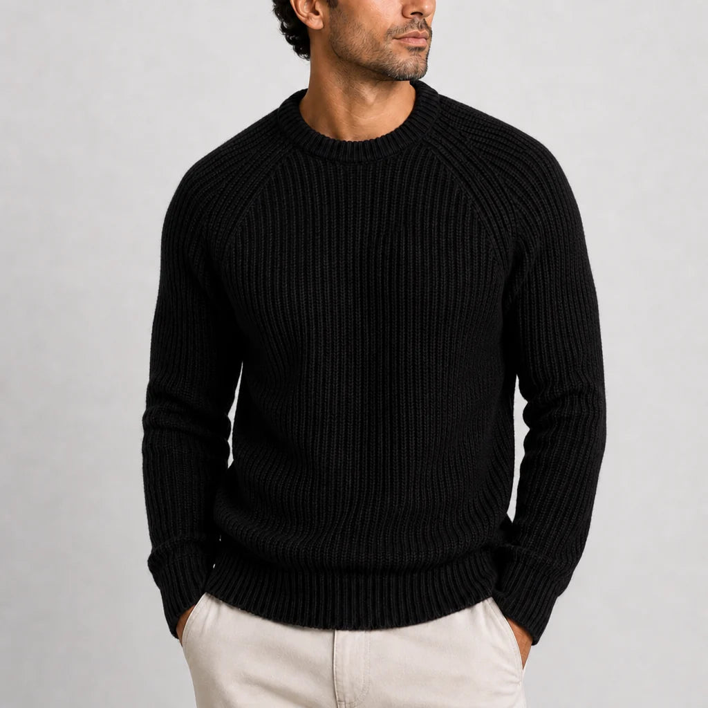 Gary | Men's Crew Neck Ribbed Fisherman Sweater