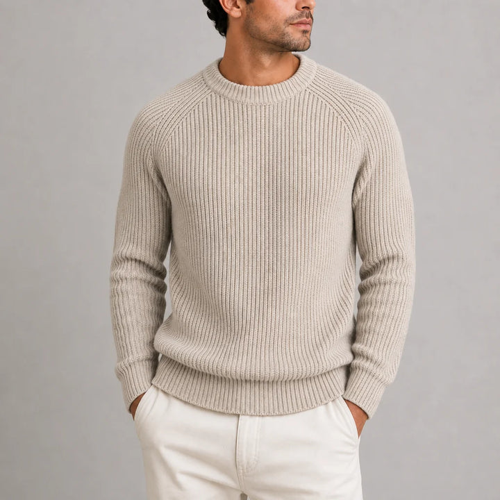 Gary | Men's Crew Neck Ribbed Fisherman Sweater