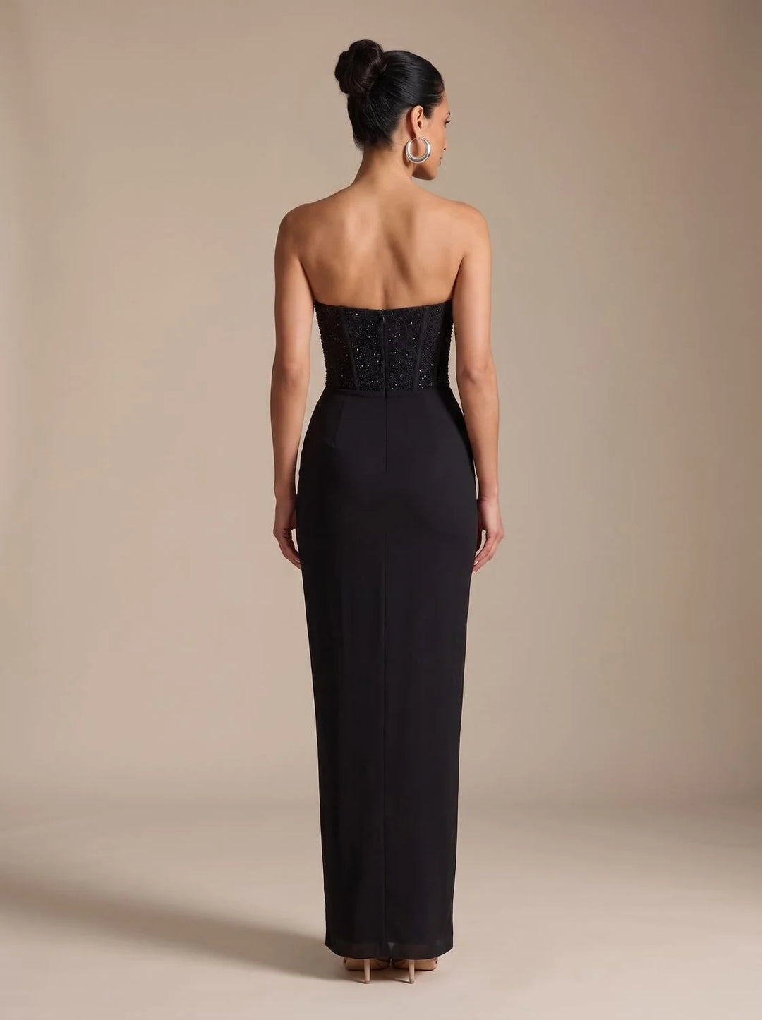 Gemma | Women's Strapless Draped Skirt Maxi Corset Dress
