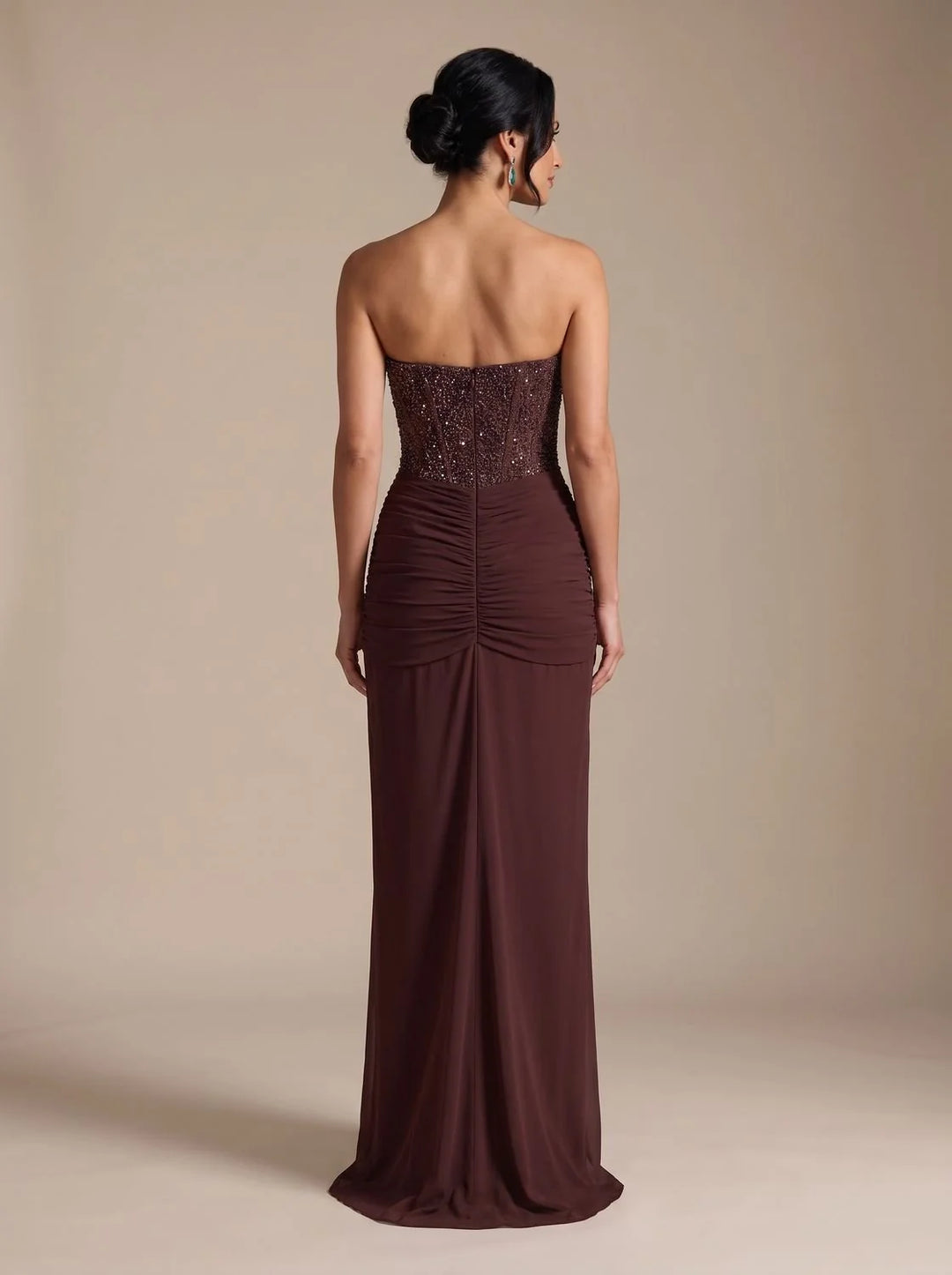 Gemma | Women's Strapless Draped Skirt Maxi Corset Dress