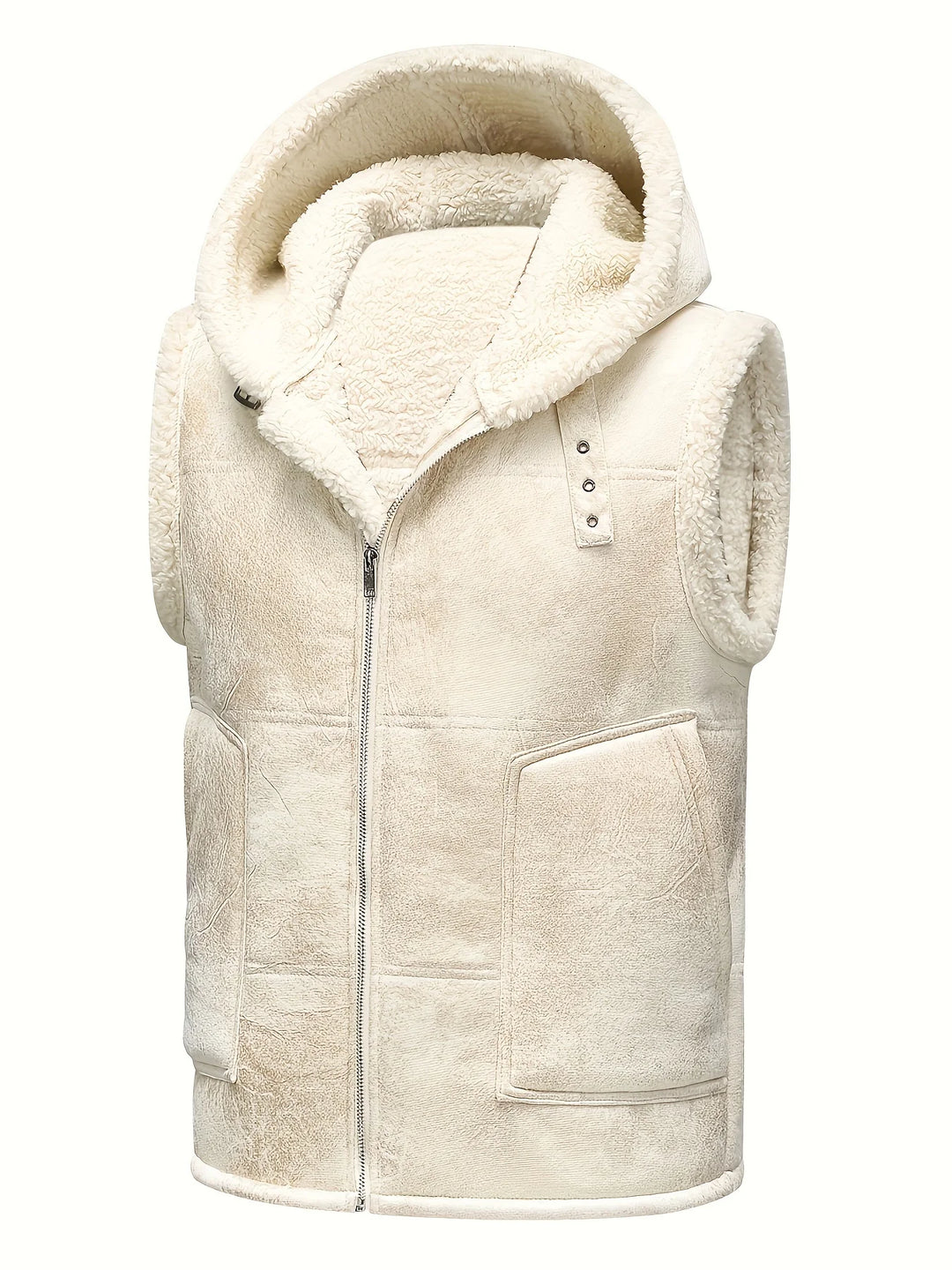 George | Men's Hooded Zip Up Faux Shearling Vest