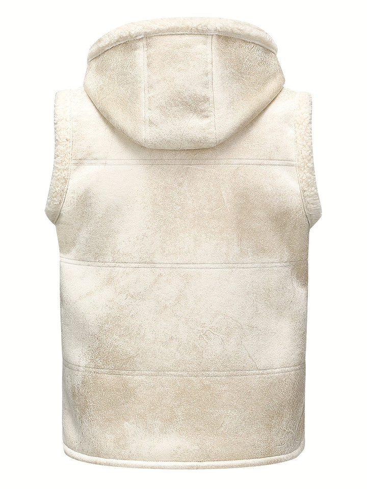 George | Men's Hooded Zip Up Faux Shearling Vest