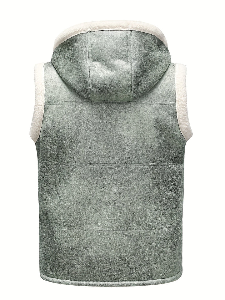 George | Men's Hooded Zip Up Faux Shearling Vest