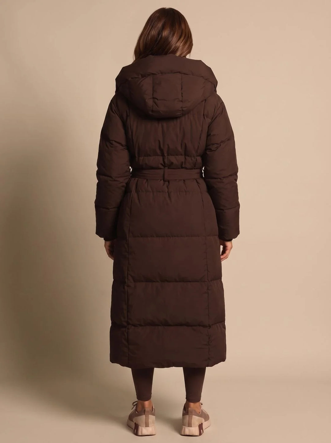 Georgia | Women's Hooded Belted Zip Up Long Puffer Jacket