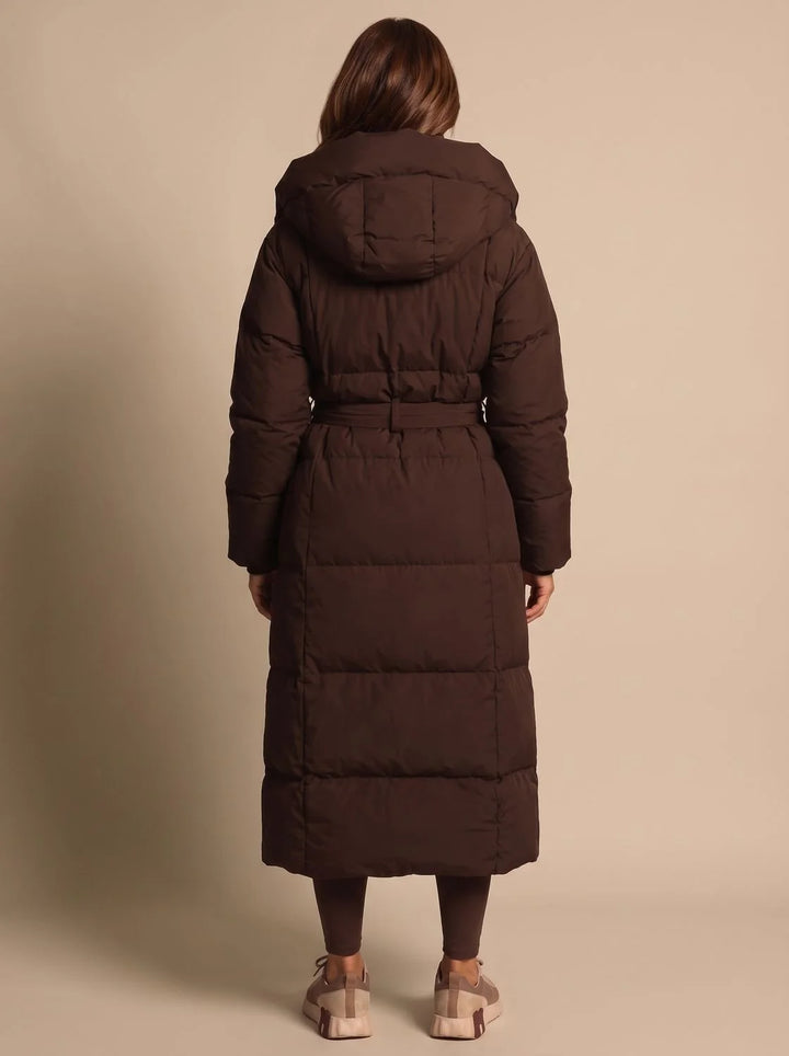 Georgia | Women's Hooded Belted Zip Up Long Puffer Jacket