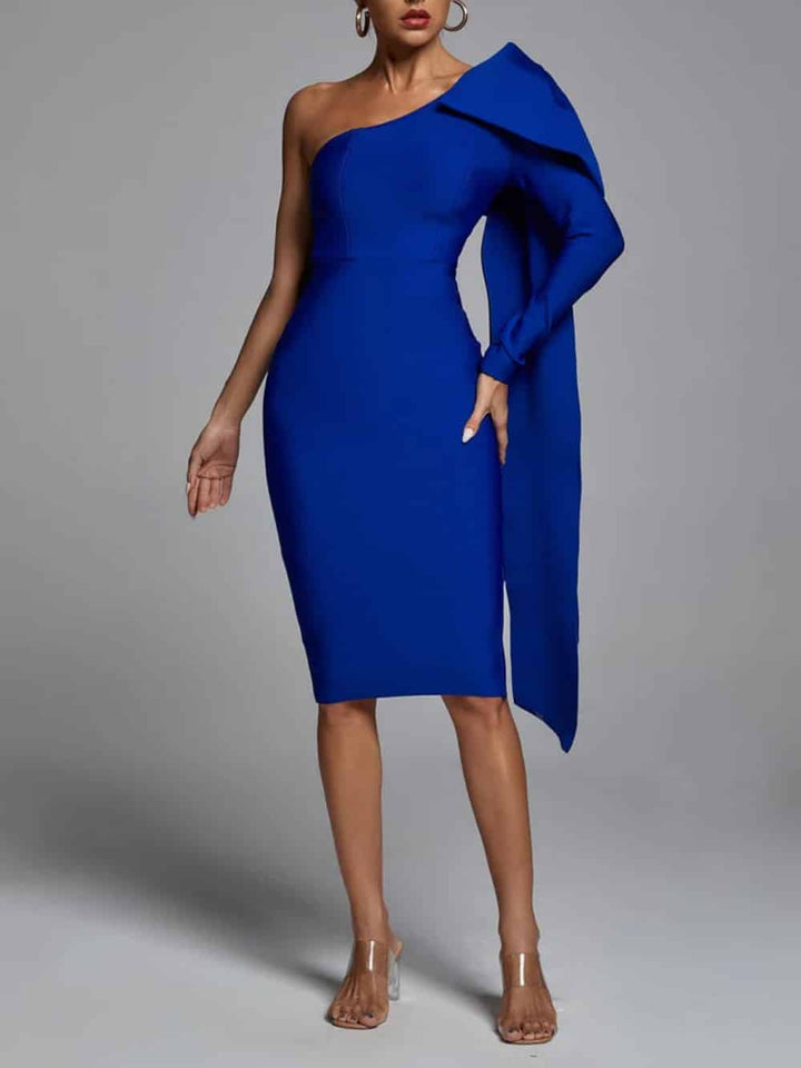 Gillian | Women's One Shoulder Bow Sleeve Bandage Dress