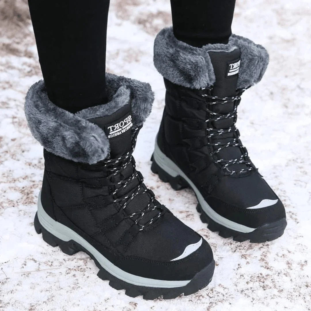 Ginny | Women's Faux Fur Cuff Lace Up Snow Boots