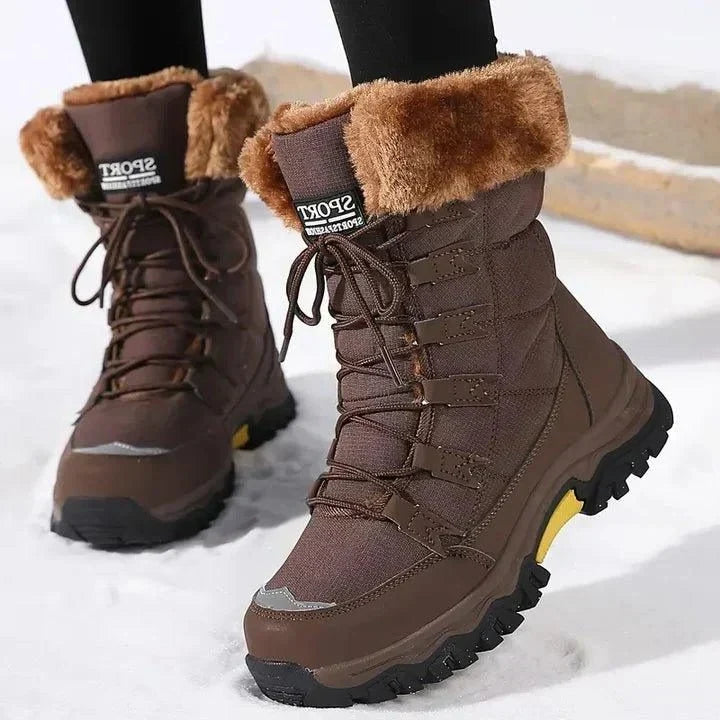 Ginny | Women's Faux Fur Cuff Lace Up Snow Boots