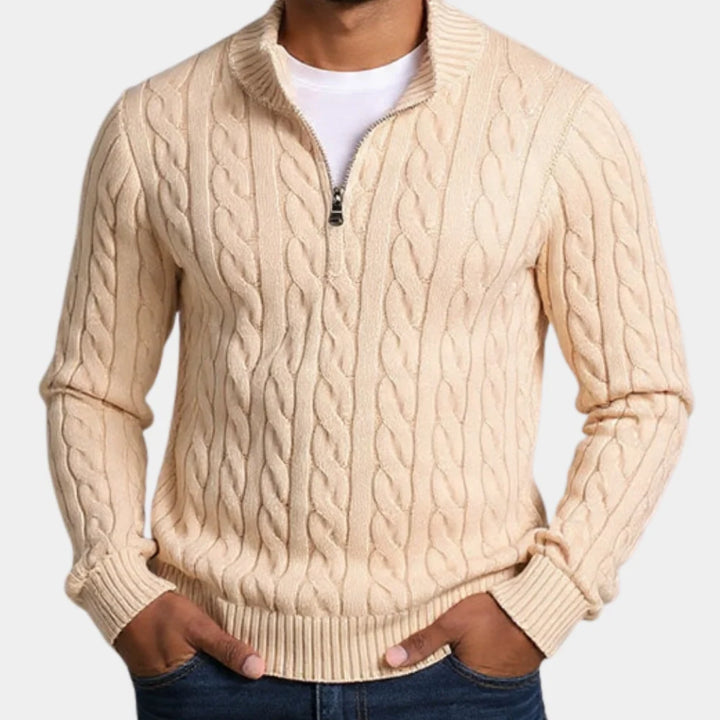 Glen | Men's Half Zip Cable Knit Sweater