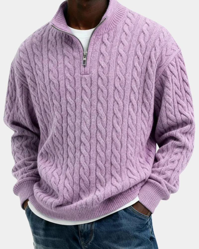 Glen | Men's Half Zip Cable Knit Sweater